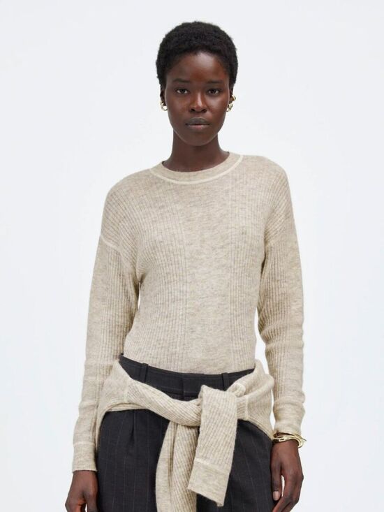 Madewell Sweaters - Madewell Ribbed Alpaca-Blend Crewneck Sweater Heather Stone Size XL NEW